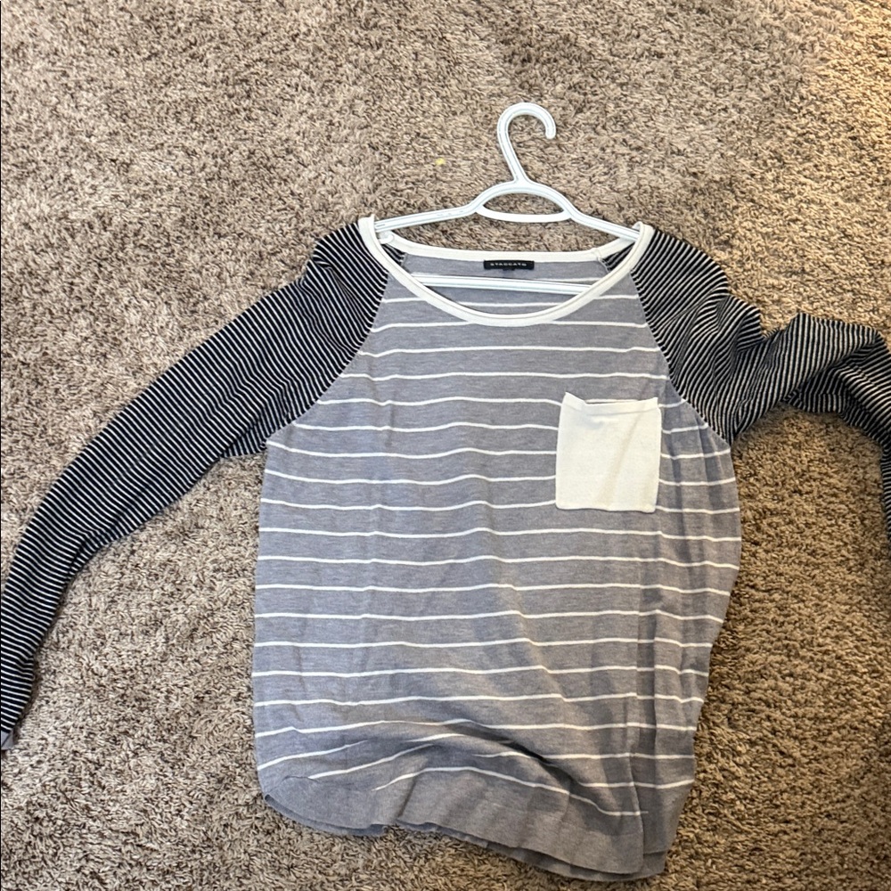 Staccato Gray and Black Striped Long Sleeve Tee